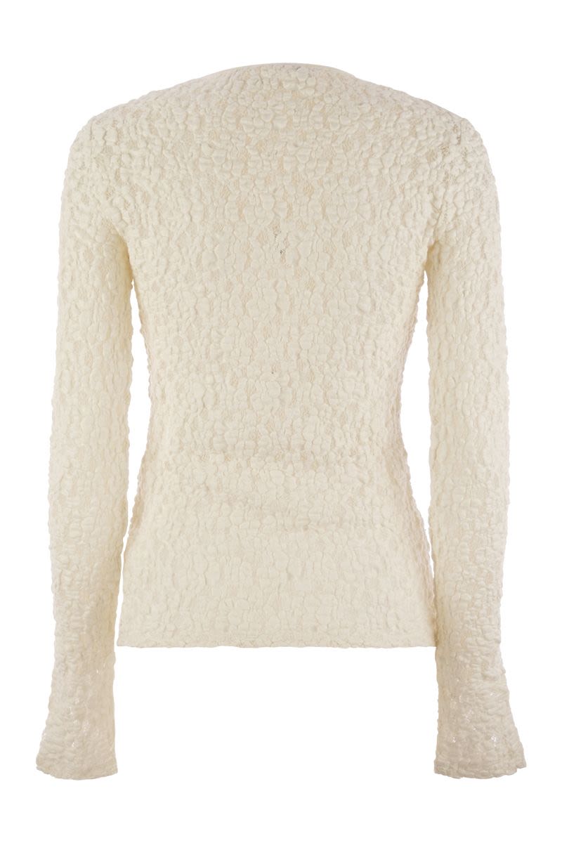 MAX MARA Tight-Fitting Cloqué Lace T-Shirt