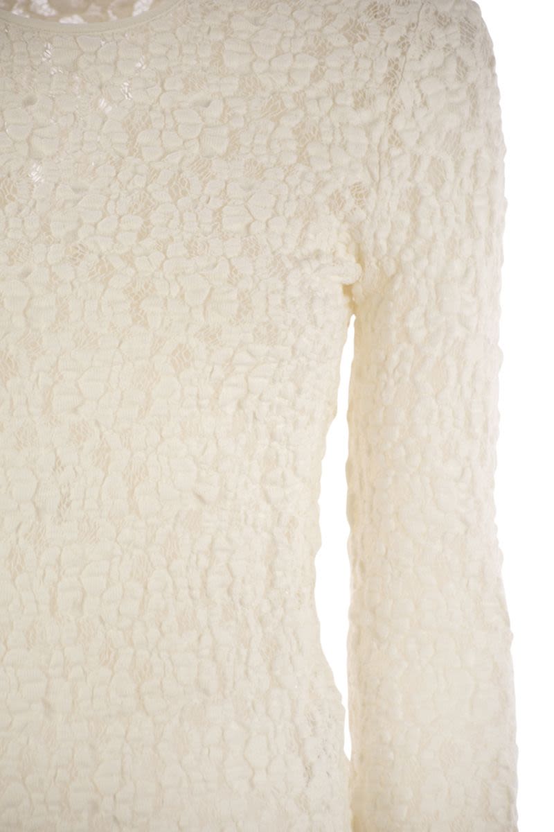 MAX MARA Tight-Fitting Cloqué Lace T-Shirt