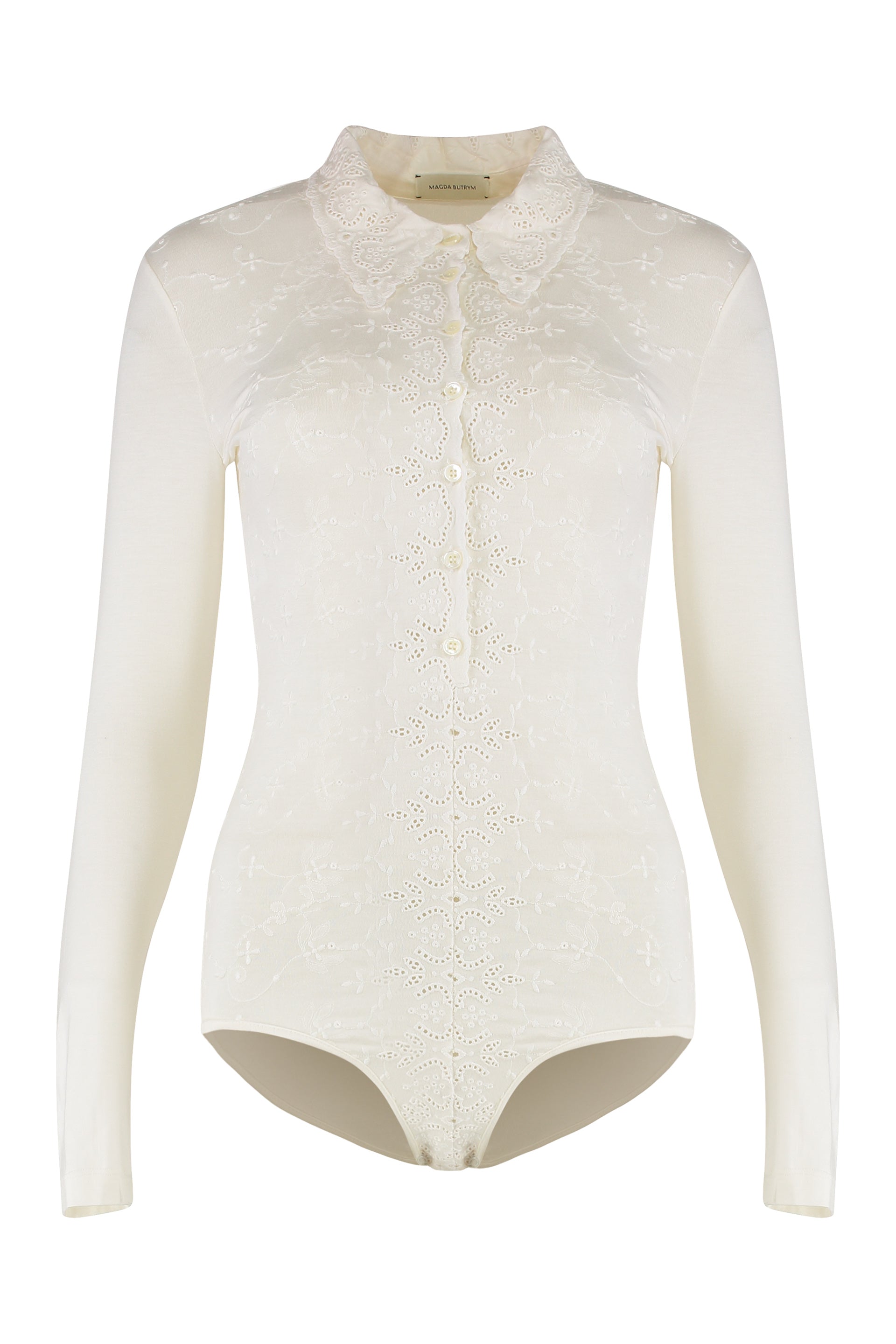 MAGDA BUTRYM Long-Sleeve Tricot Polo Bodysuit