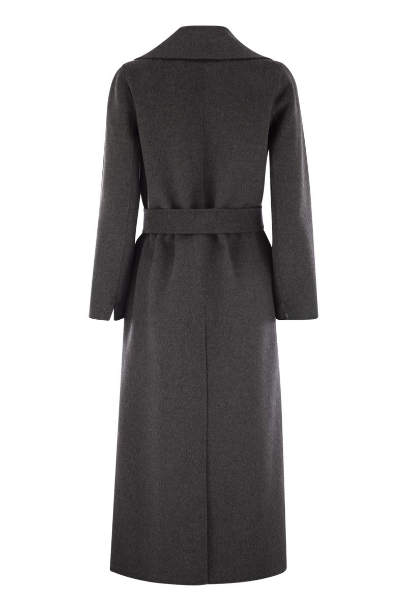 S MAX MARA Long Wool Dressing Gown Jacket with Wide Lapel Collar