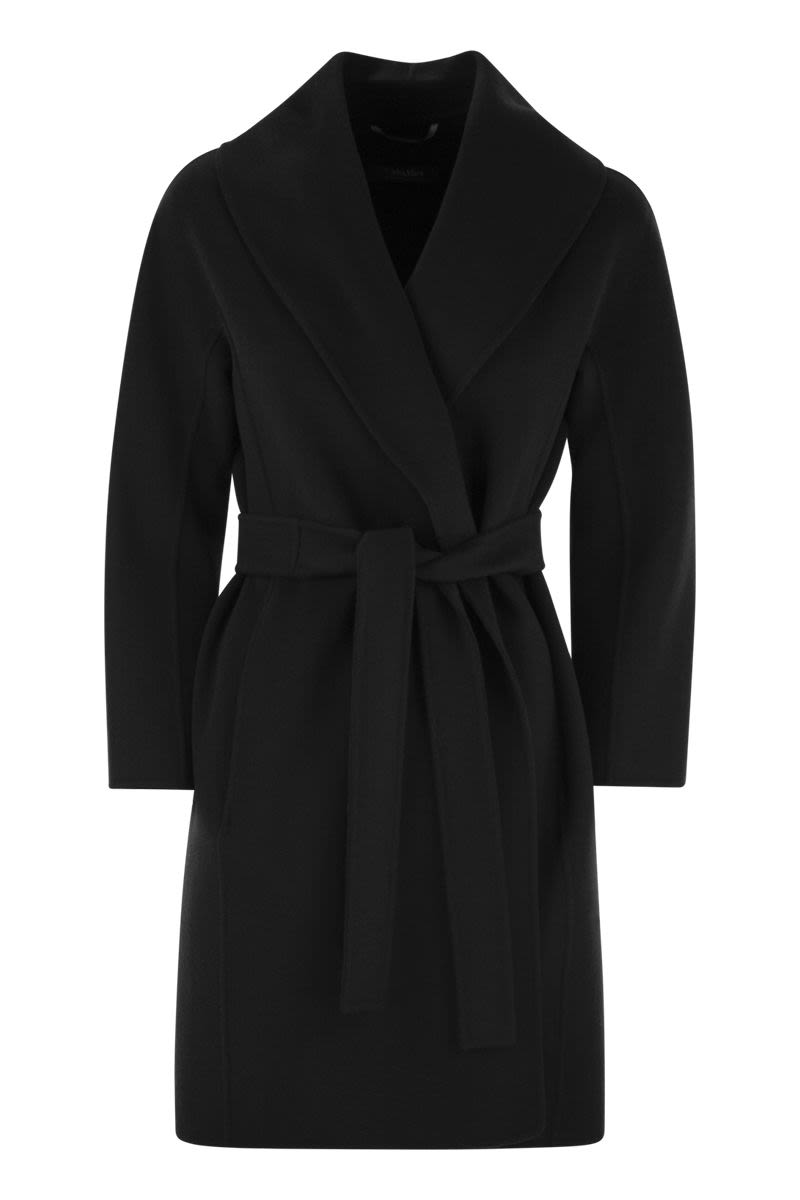 S MAX MARA Wool Midi Jacket with Scarf Collar and Kimono Sleeves