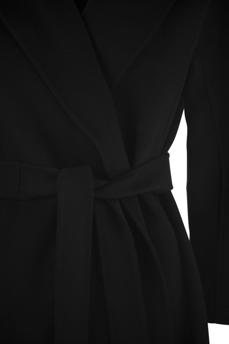 S MAX MARA Wool Midi Jacket with Scarf Collar and Kimono Sleeves