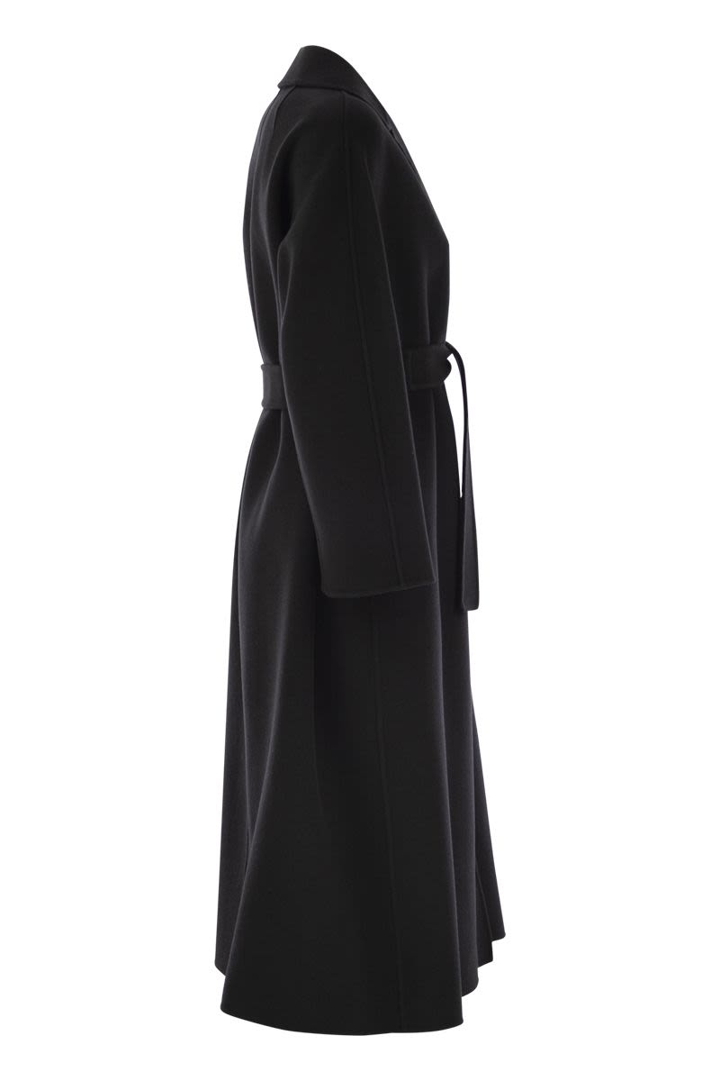 S MAX MARA Hand-Sewn Wool Midi Jacket with Belt and Kimono Sleeves