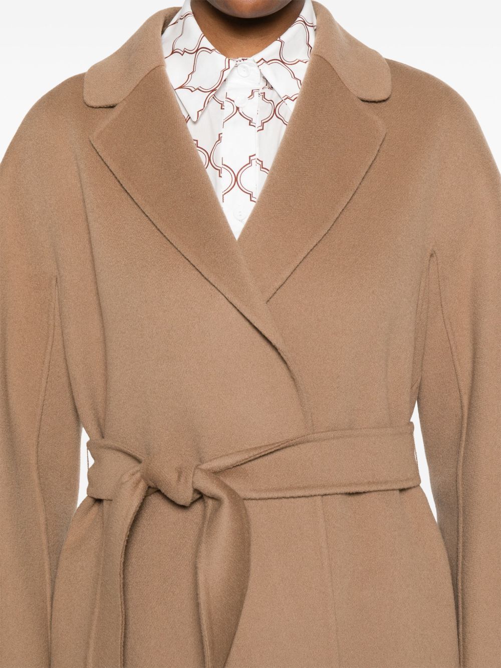 S MAX MARA Wool Midi Jacket with Belt and Kimono Sleeves - Size 40