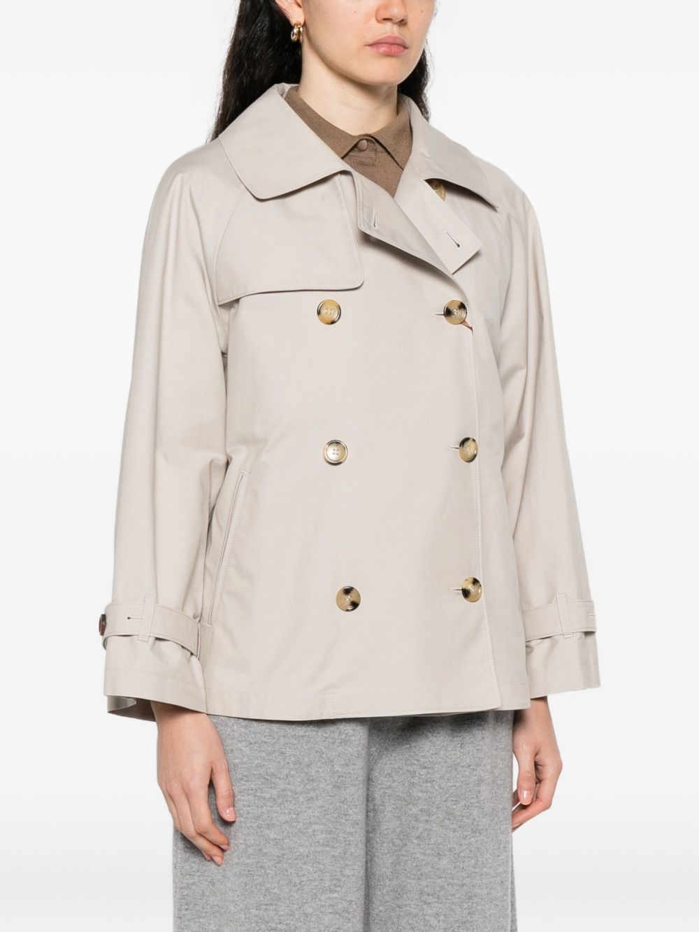 MAX MARA Water-Repellent Cotton Twill Trench Jacket - Size 38