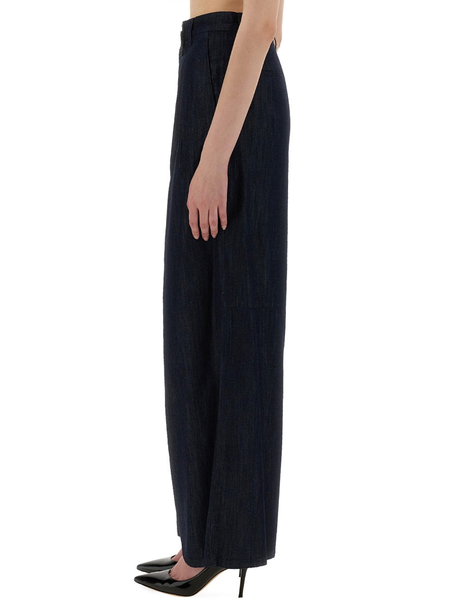 S MAX MARA Women's Wide Fit Cotton Pants - Size 40 IT