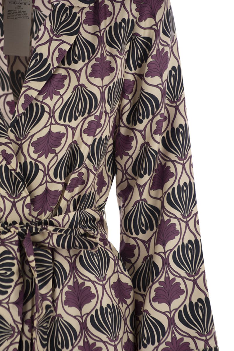 S MAX MARA Printed Silk Kaftan Dress - Long Style