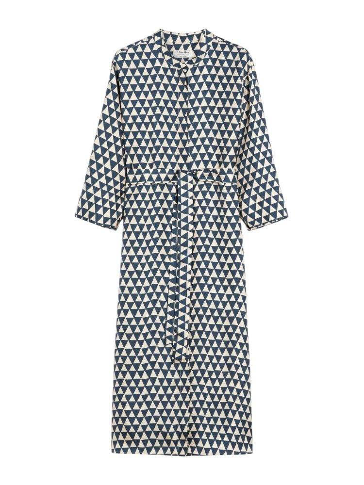 S MAX MARA Silk Kaftan with Mandarin Collar and Rounded Hem - Size 38