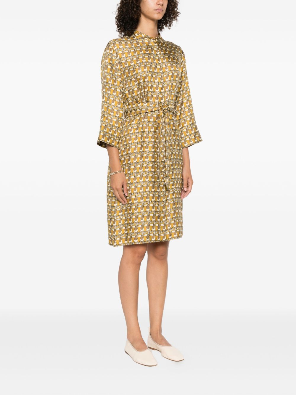 S MAX MARA Elegant Mandarin Collar Dress with Belt – Size 38