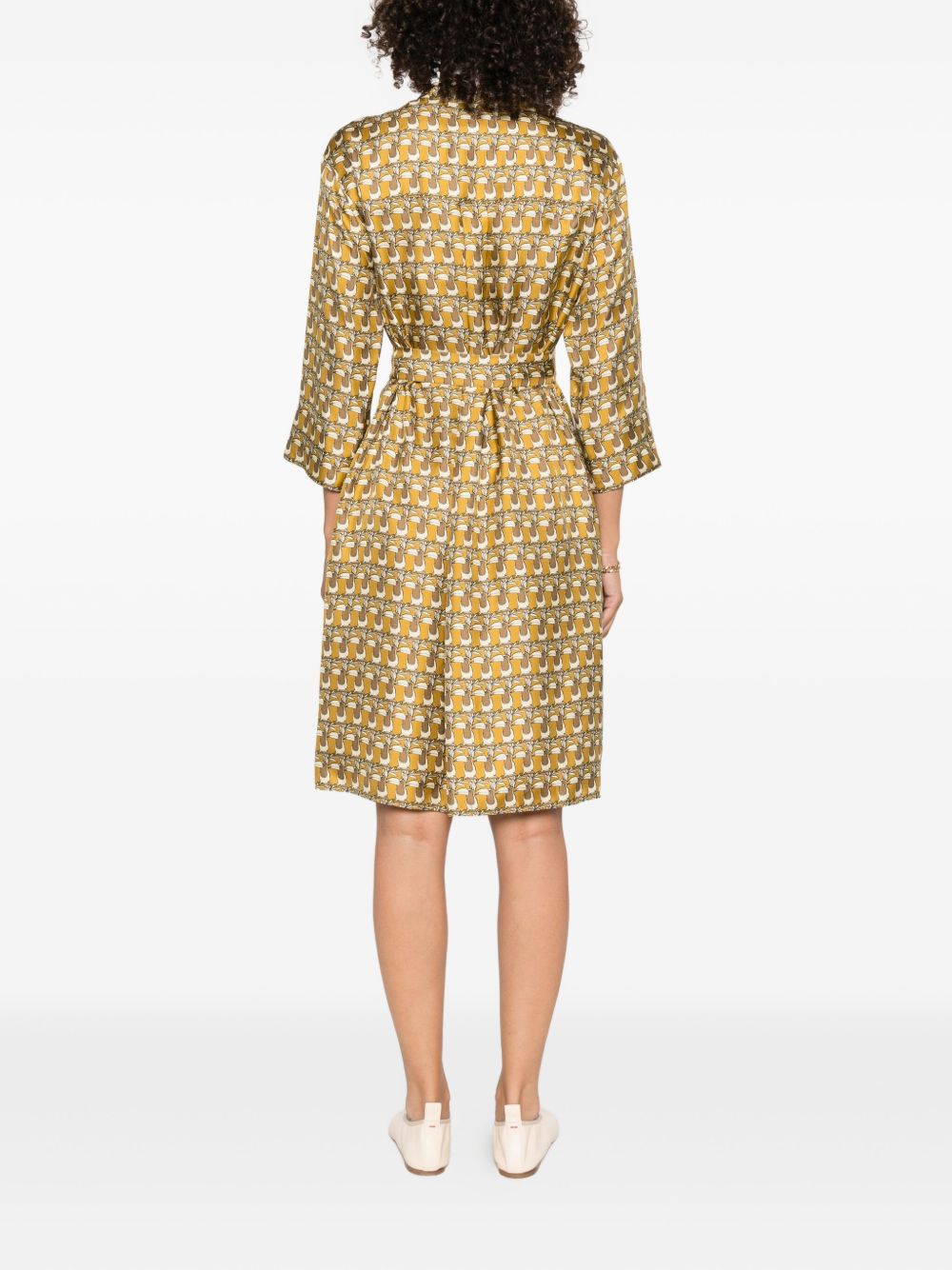 S MAX MARA Elegant Mandarin Collar Dress with Belt – Size 38