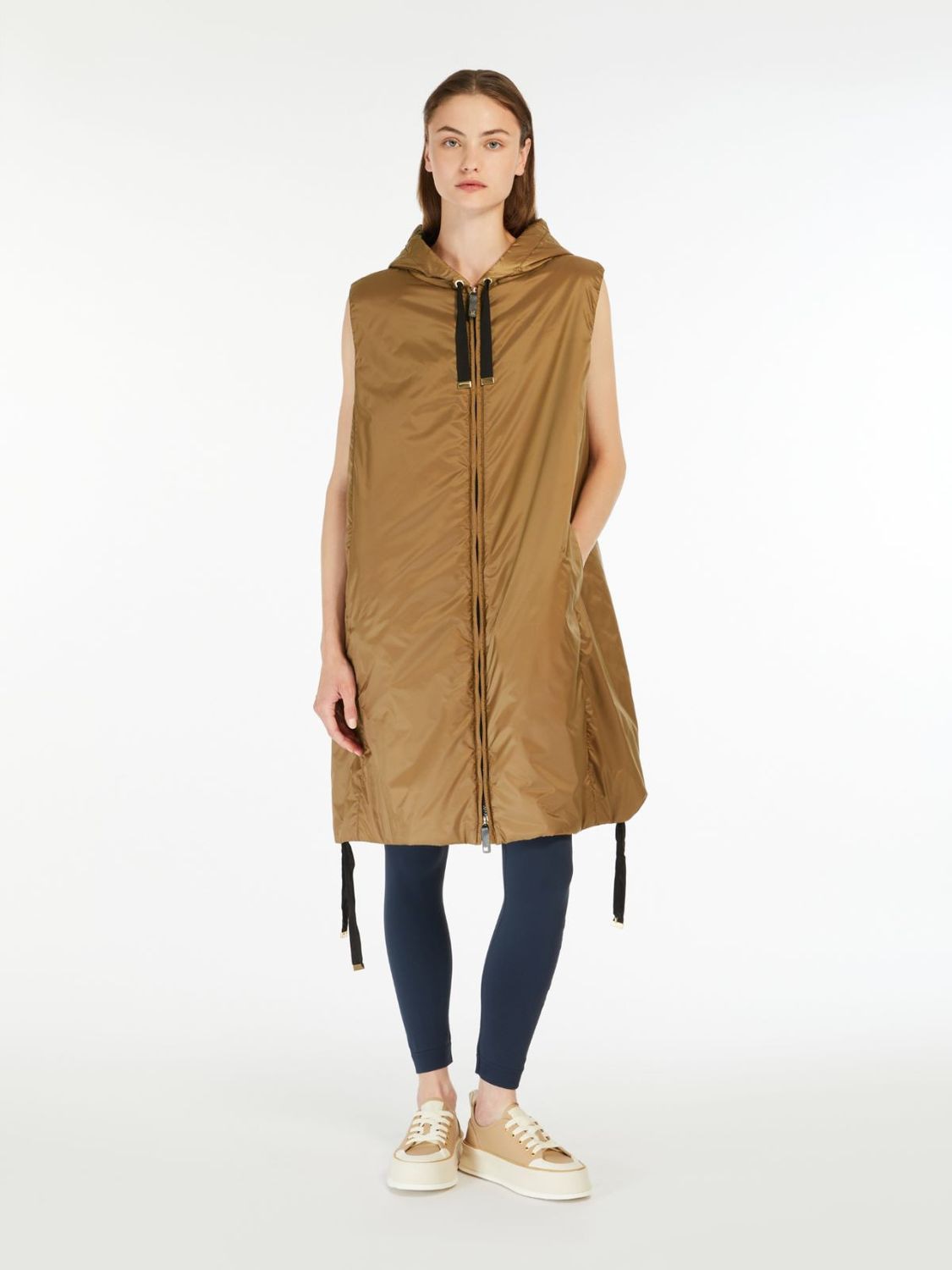 MAX MARA THE CUBE Drip-Proof Canvas Midi Waistcoat with Hood