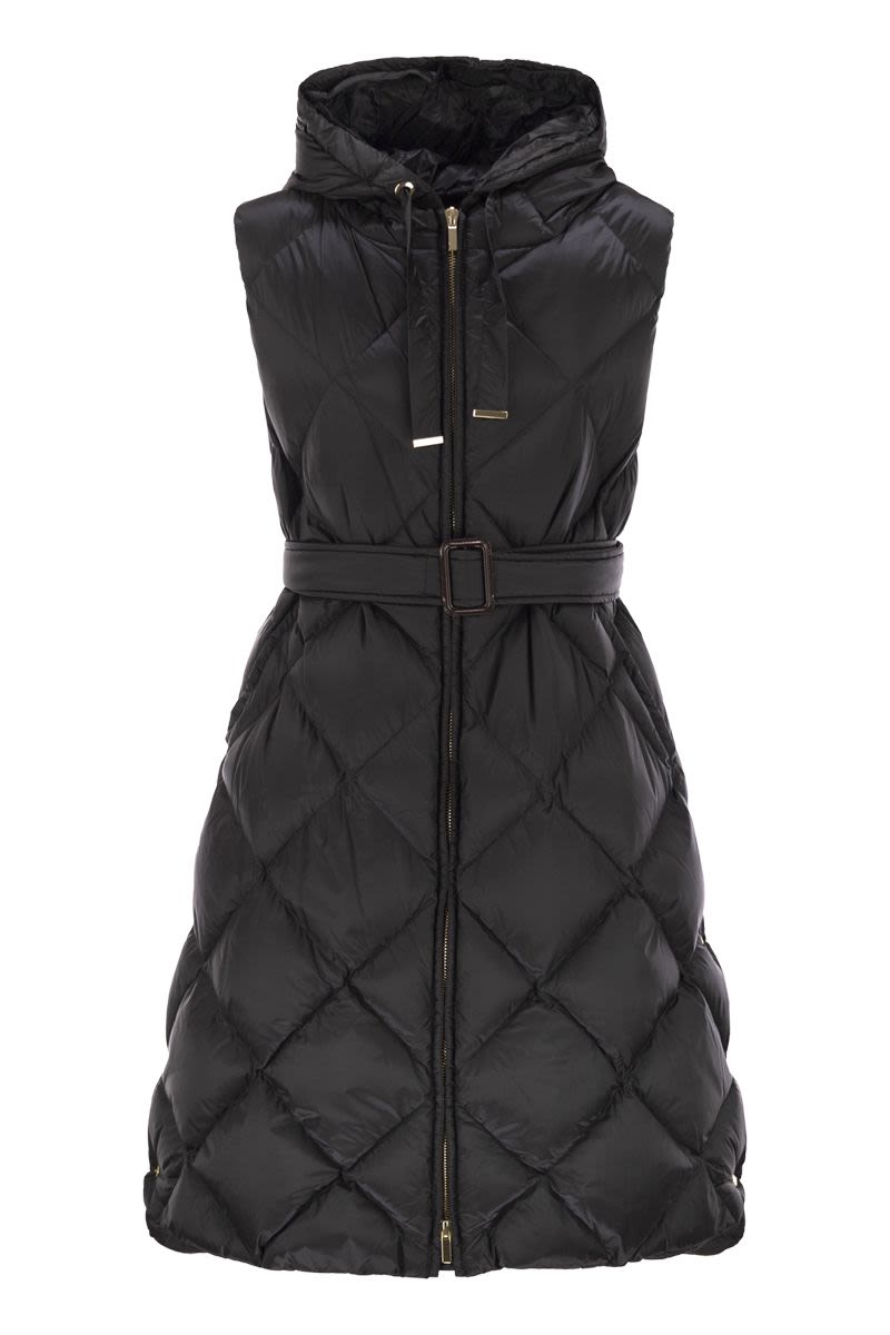 MAX MARA THE CUBE MIDI Padded Waistcoat in Water-Repellent Canvas