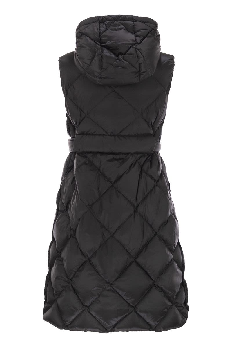 MAX MARA THE CUBE MIDI Padded Waistcoat in Water-Repellent Canvas