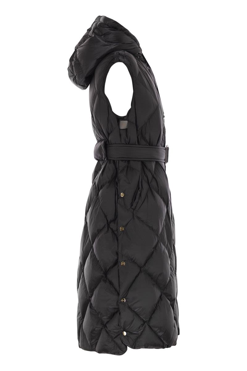 MAX MARA THE CUBE MIDI Padded Waistcoat in Water-Repellent Canvas