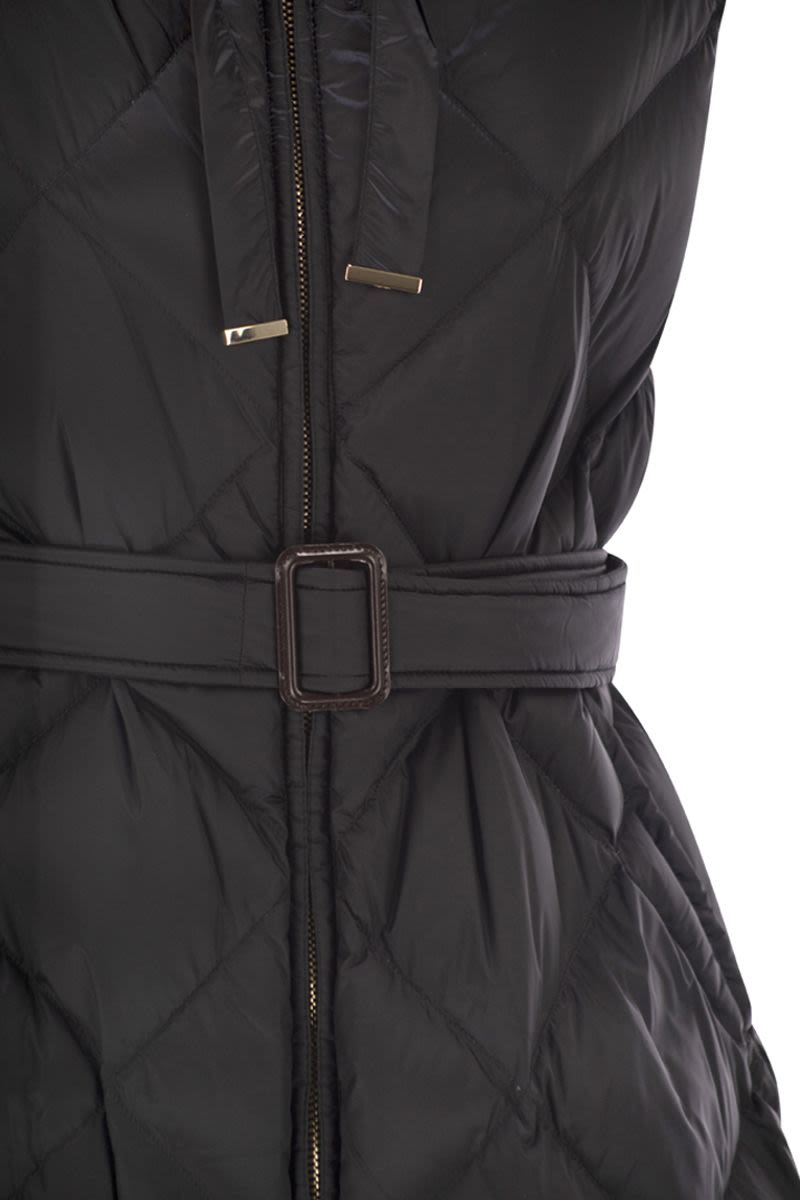 MAX MARA THE CUBE MIDI Padded Waistcoat in Water-Repellent Canvas