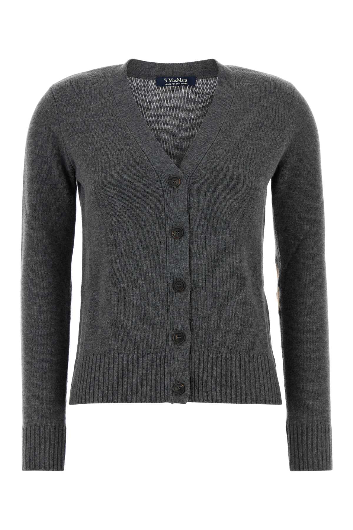 S MAX MARA Relaxed Fit Wool Cardigan with V-Neck - Size M