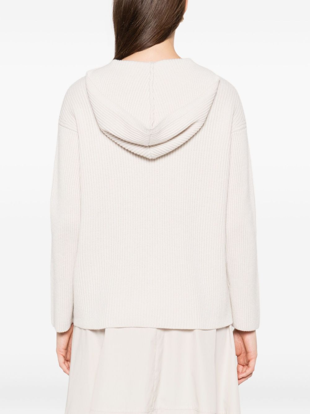 S MAX MARA Ribbed Wool Sweatshirt - A-Line Model with Wide V-Neck and Long Sleeves