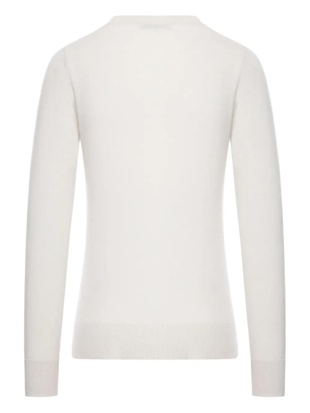 S MAX MARA Long Sleeve Knit Top with V-Neck and Ribbed Hem