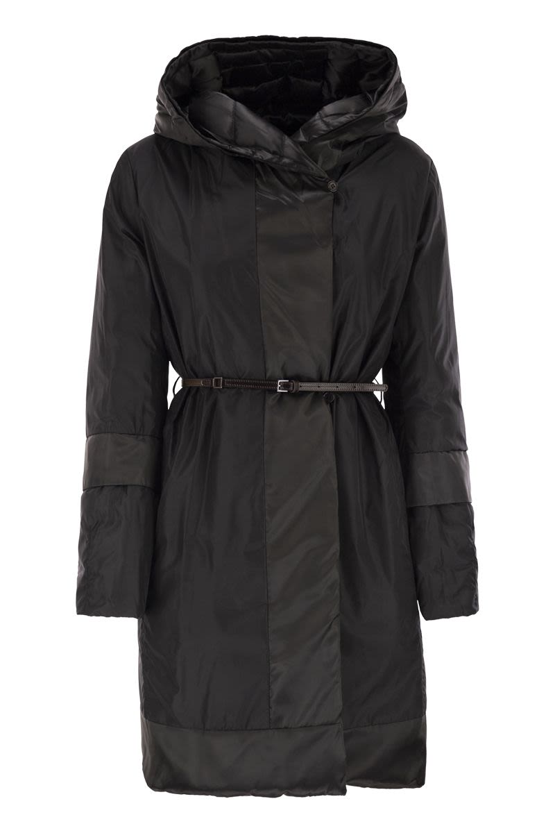 MAX MARA THE CUBE Reversible Midi Down Jacket in Water-Repellent Satin