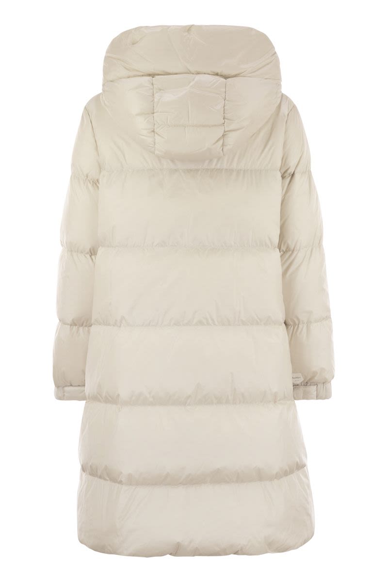 MAX MARA THE CUBE Long Down Jacket in Water-Repellent Fabric