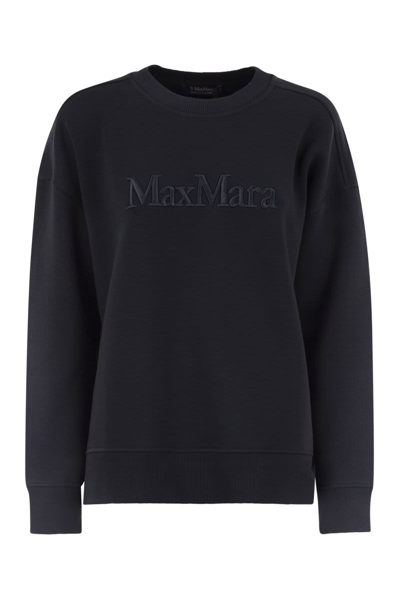 S MAX MARA Brushed Cotton Crew Neck Sweatshirt with Pocket
