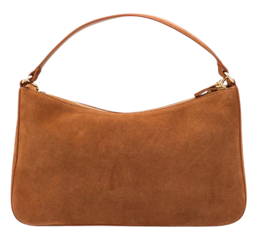 TWIN-SET Chic Suede Texture Handbag with Chain Detail and Zip Fastening