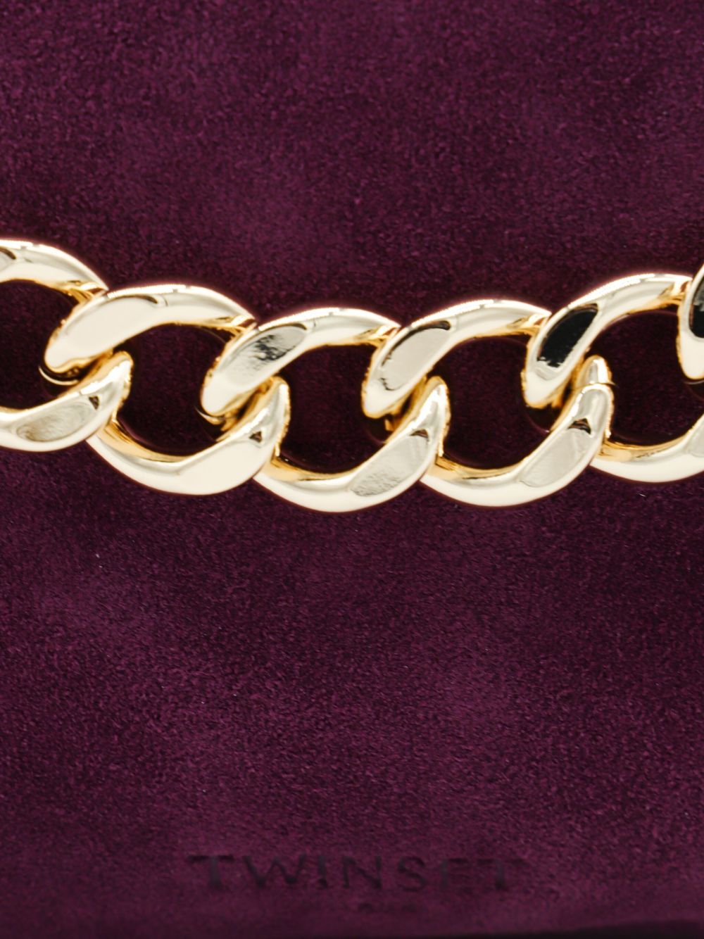 TWIN-SET Mini Handbag with Suede Texture and Gold-Tone Chain Detail