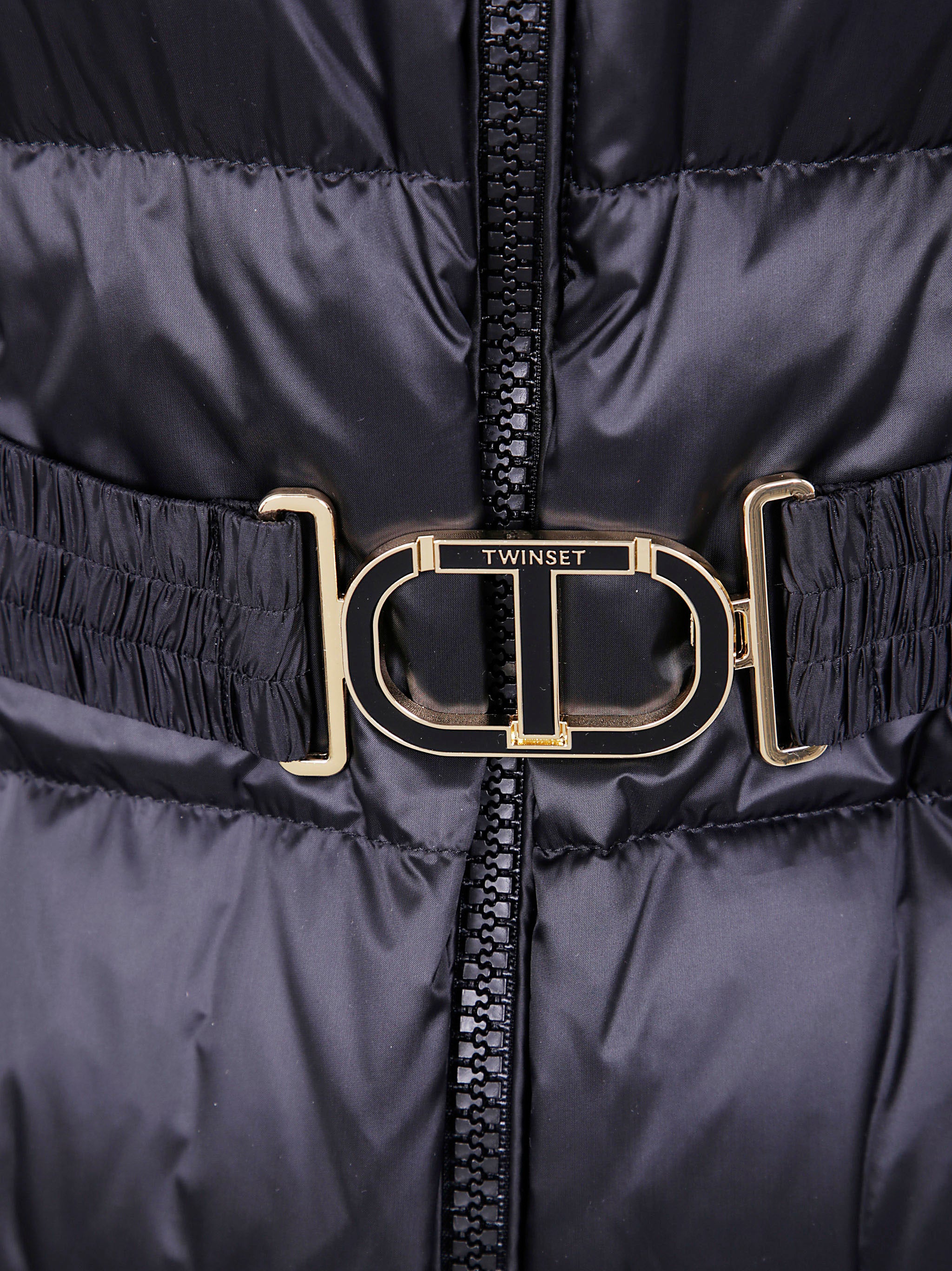 TWIN-SET Long Padded Outerwear with Belt