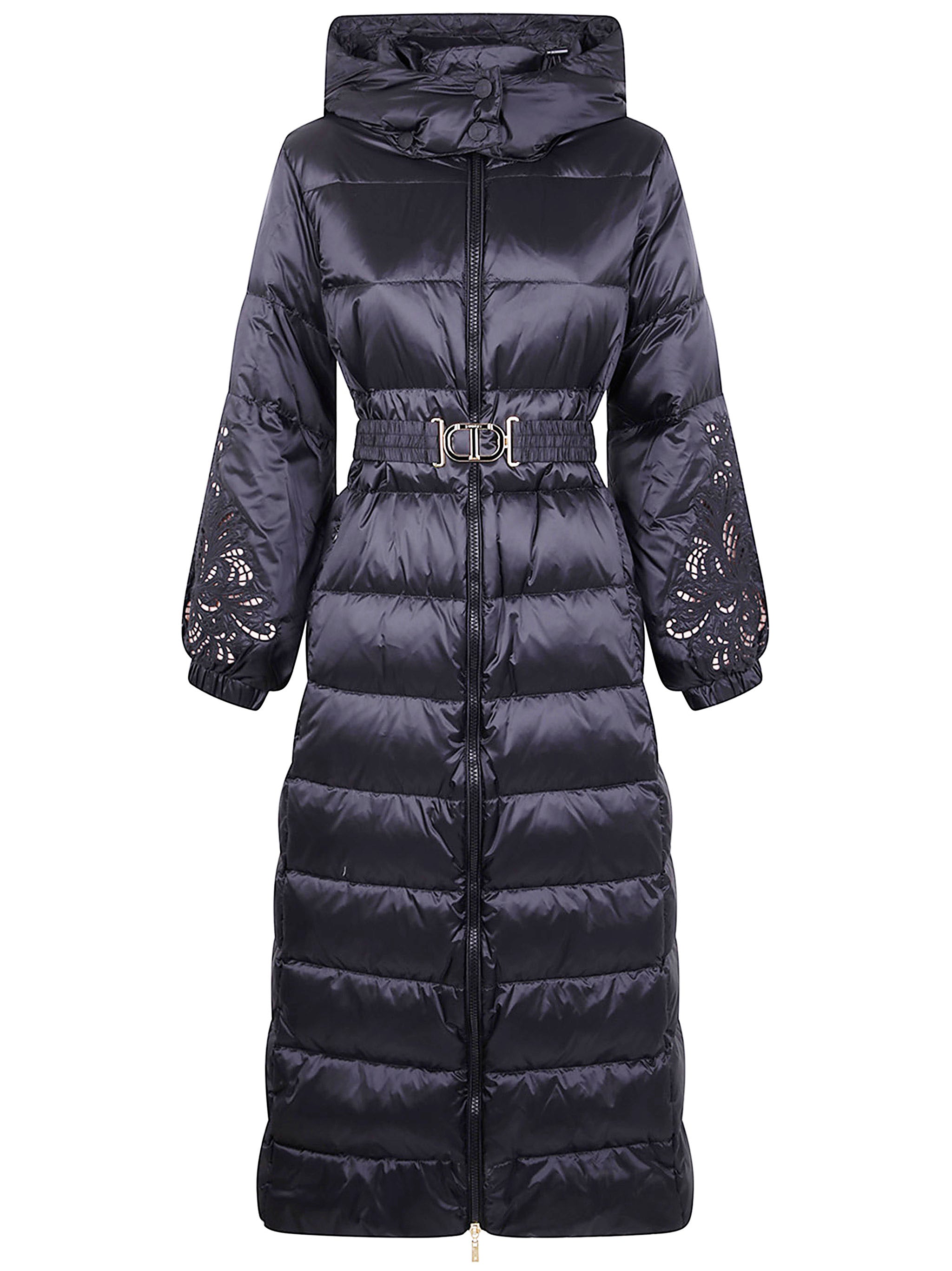 TWIN-SET Long Padded Outerwear with Belt