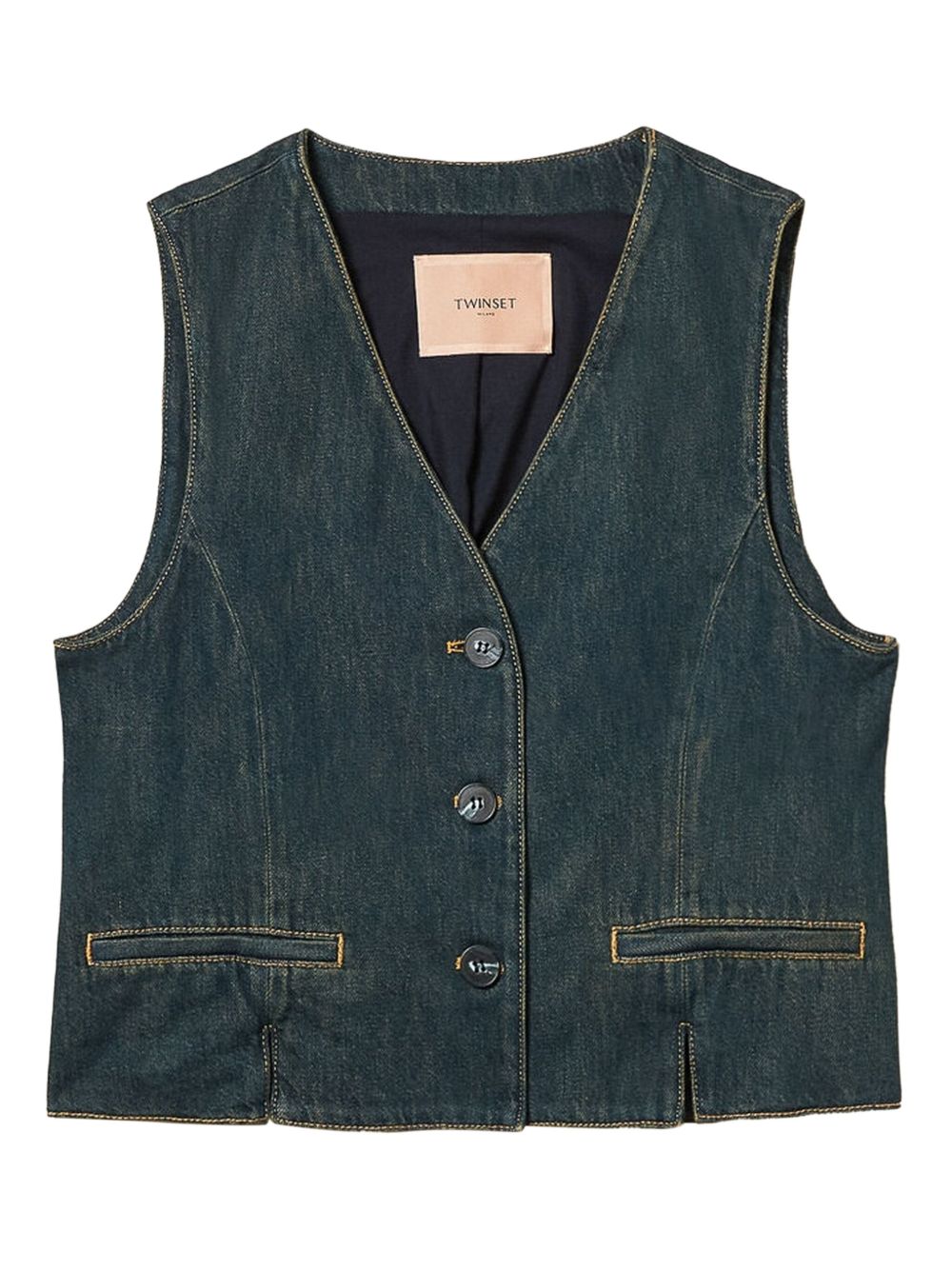 TWIN-SET Mini Buttoned Cotton Vest for Women