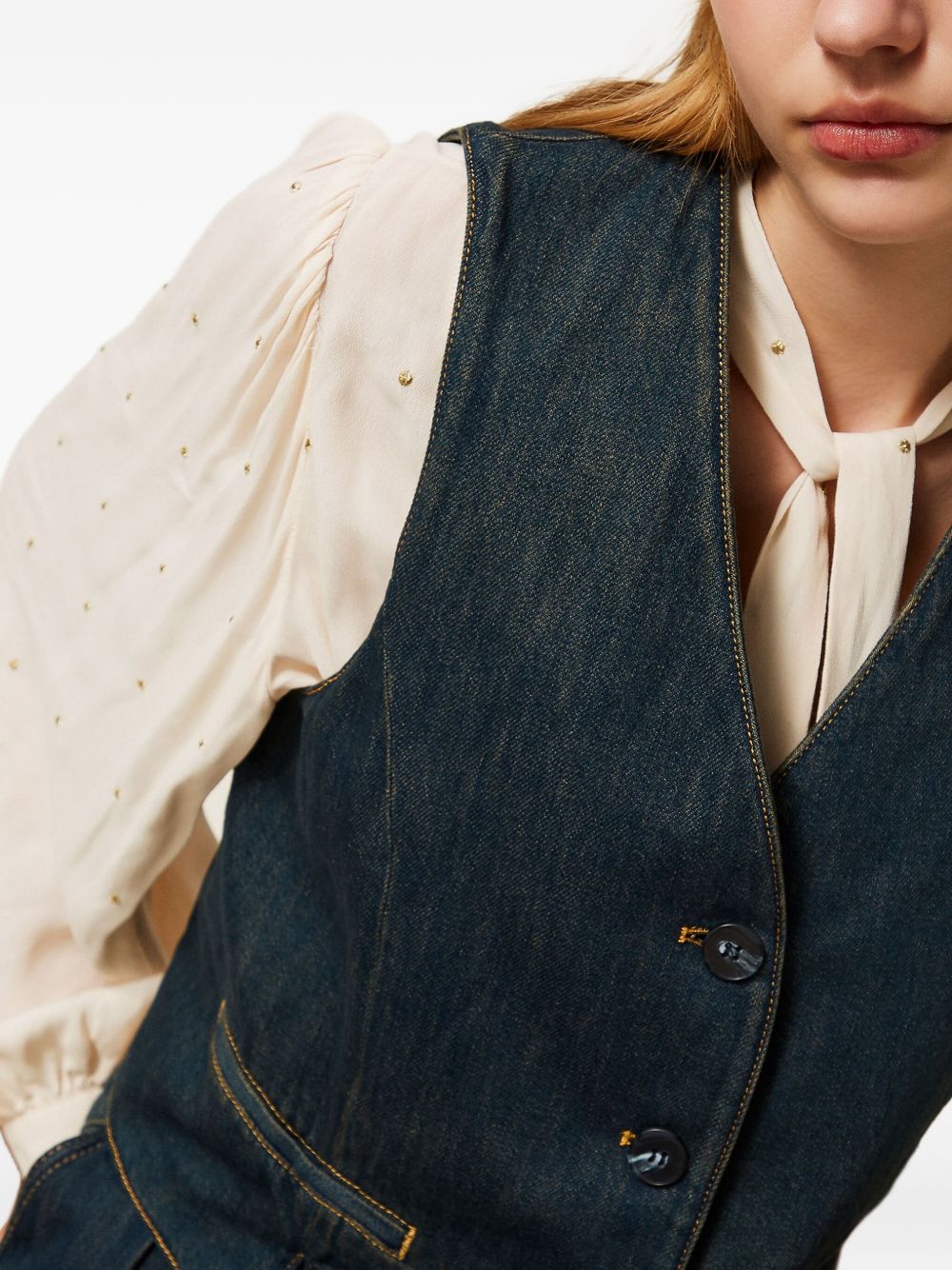 TWIN-SET Mini Buttoned Cotton Vest for Women