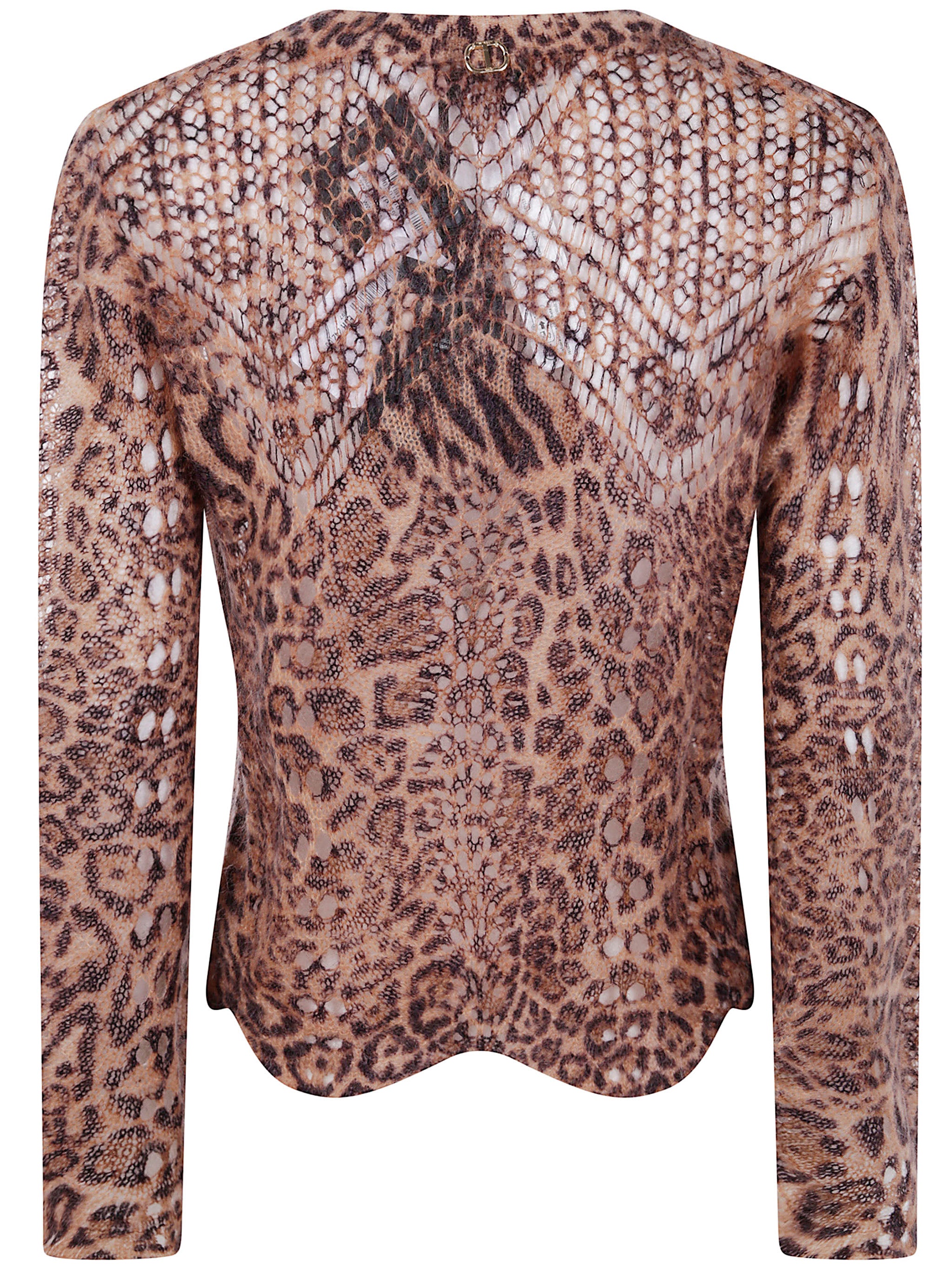 TWIN-SET Round Neck Animalier Sweater