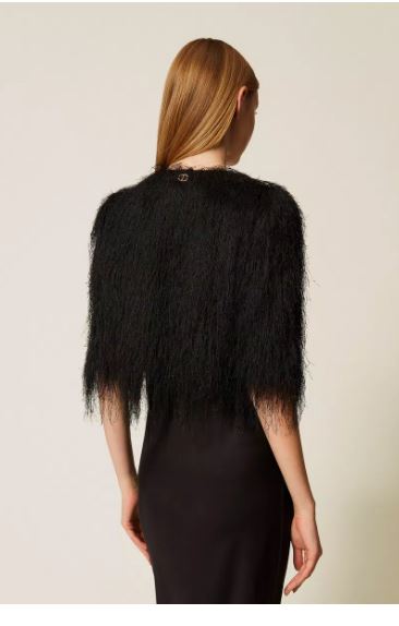 TWIN-SET Fringed Short-Sleeve Sweater