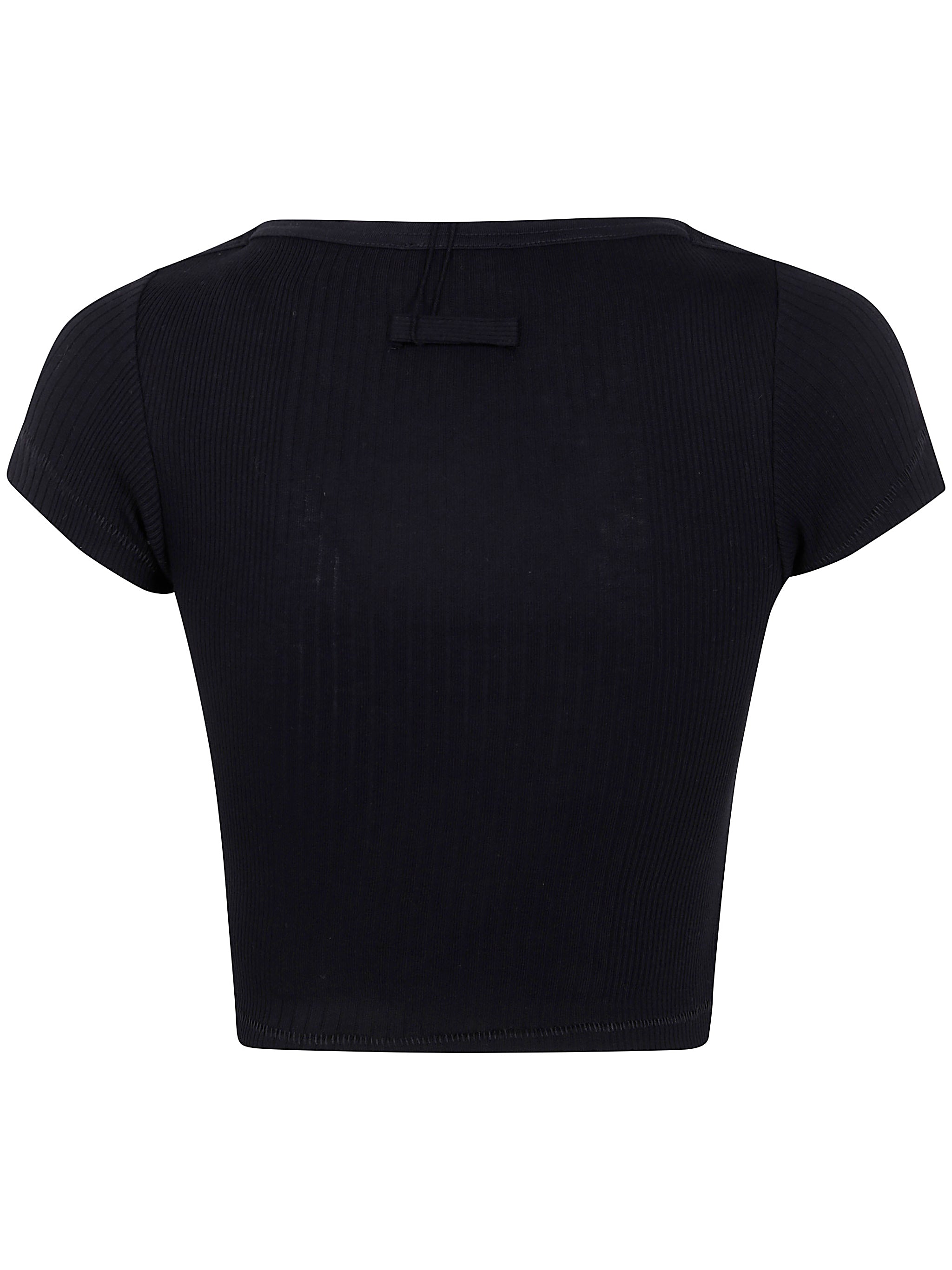 JEAN PAUL GAULTIER Women's Mini Crop Baby Tee with 'Gaultier' Patch