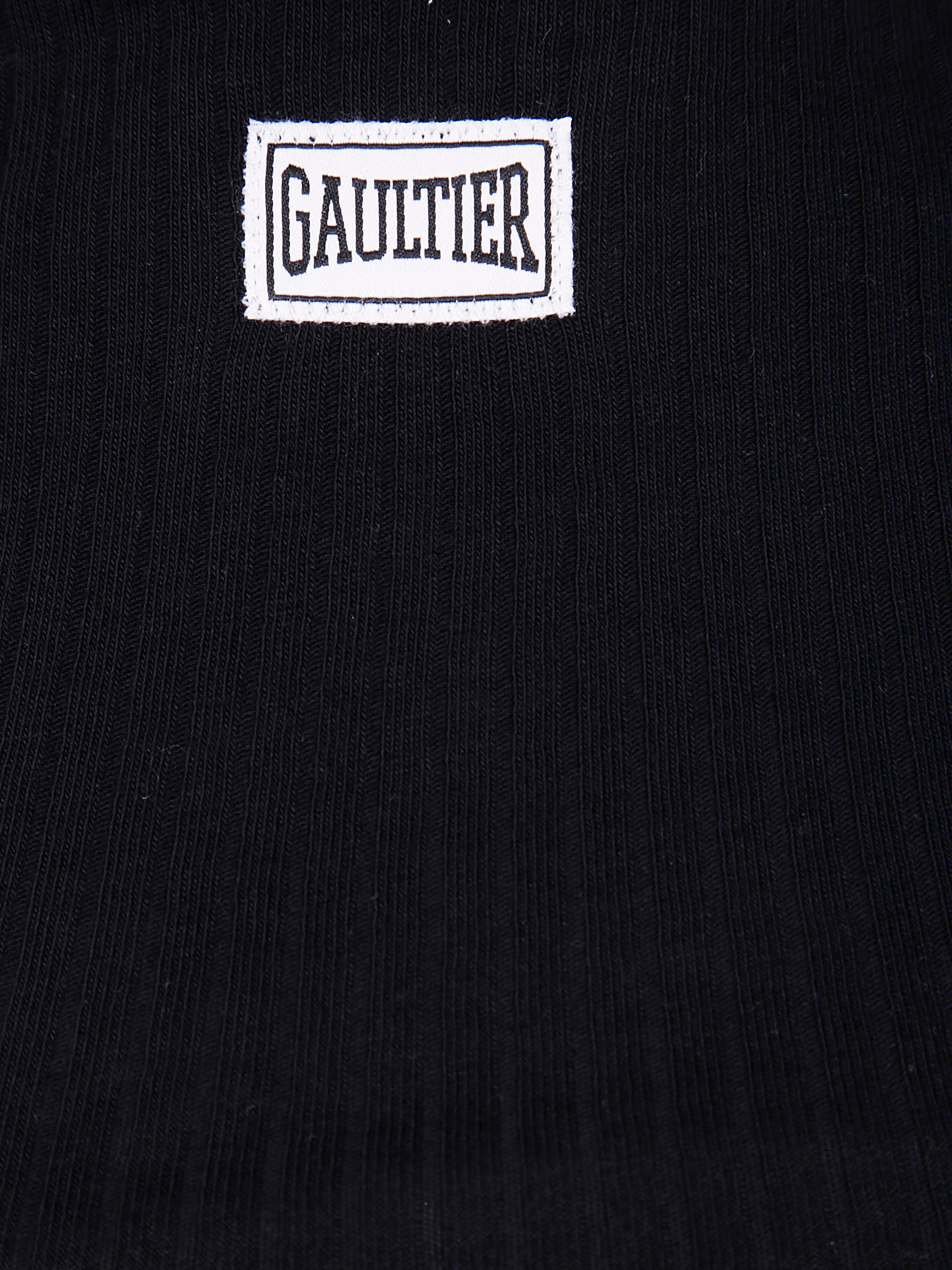 JEAN PAUL GAULTIER Women's Mini Crop Baby Tee with 'Gaultier' Patch
