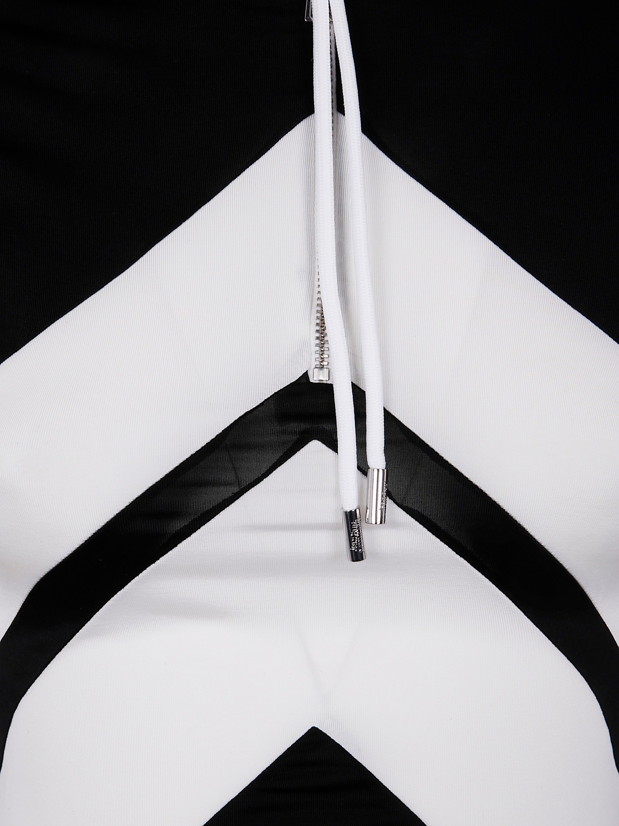 JEAN PAUL GAULTIER Viscose Baby Tee Shirt with Inlaid Chevron and Hood