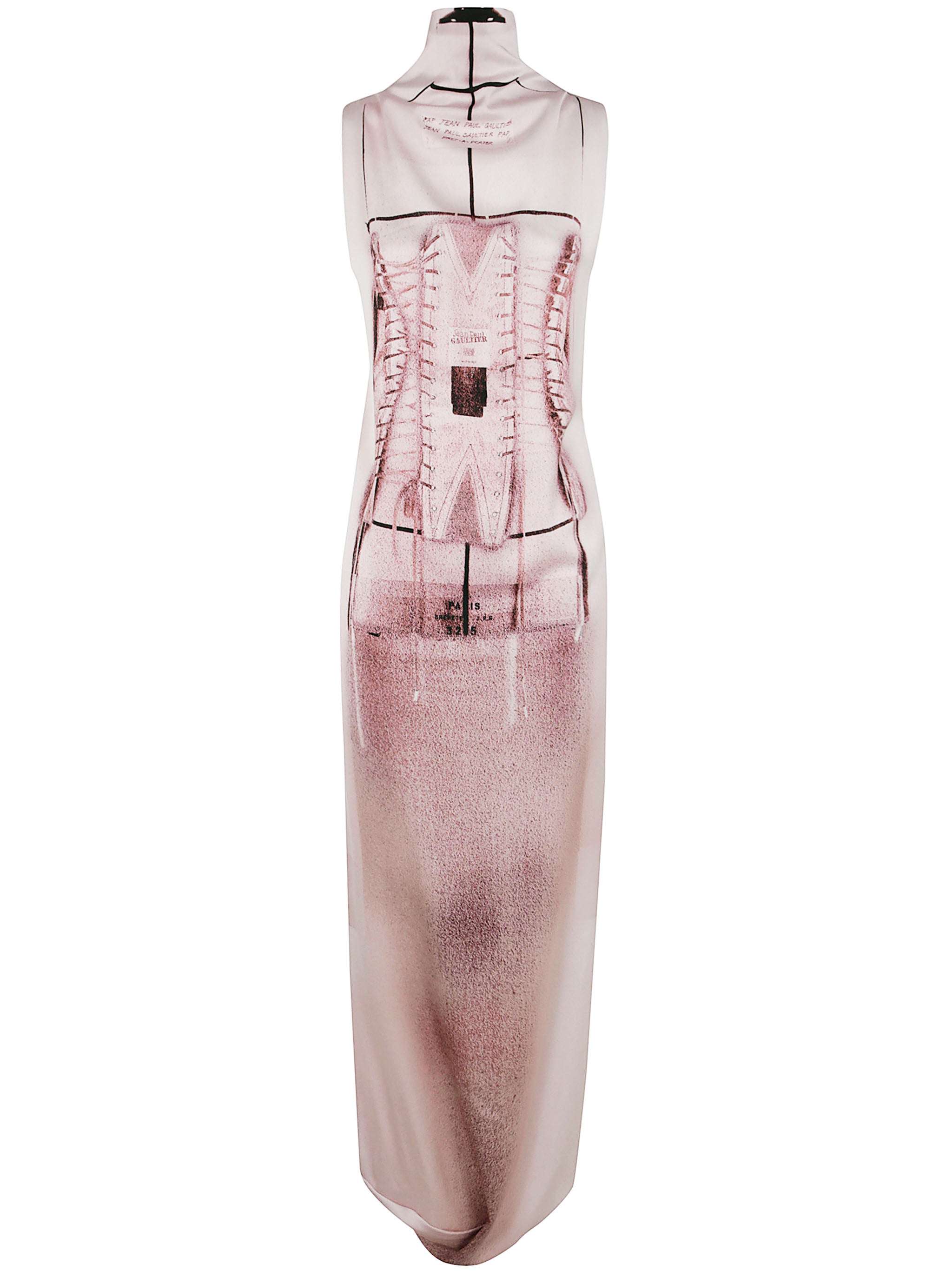 JEAN PAUL GAULTIER Draped Long Dress with Trompe L'Œil Print