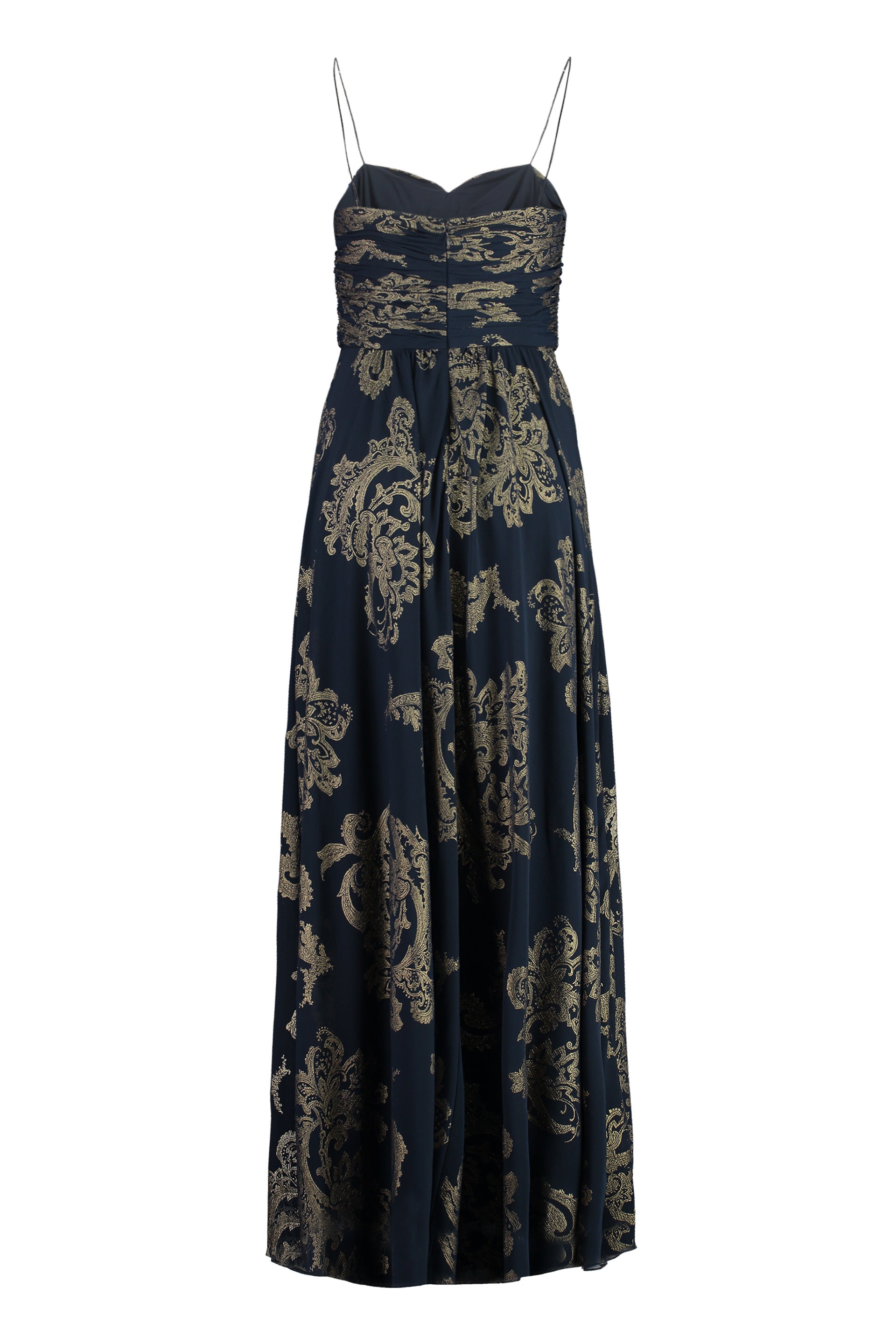 RALPH LAUREN Jacquard Fabric Dress with Sweetheart Neckline