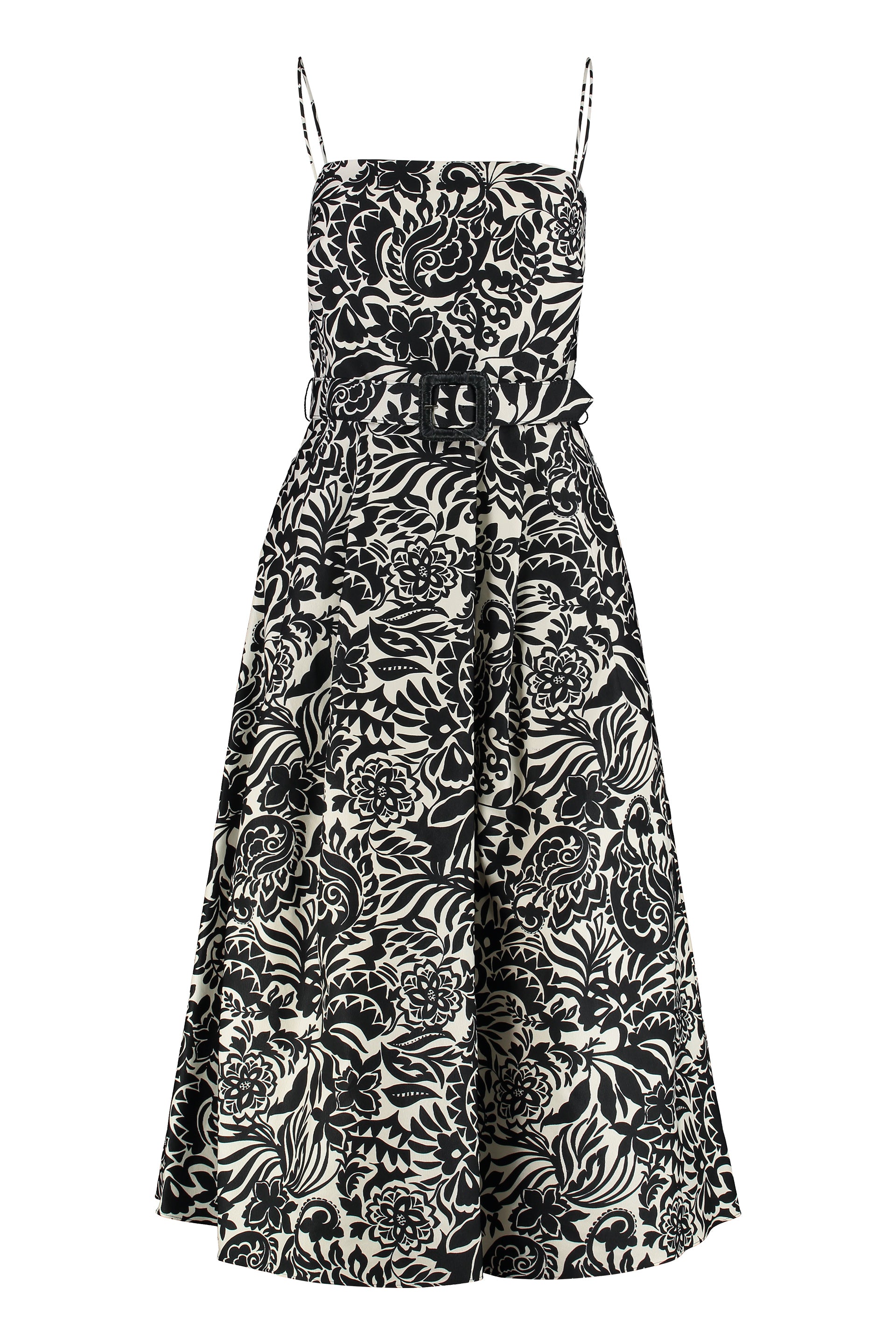 LAUREN RALPH LAUREN Floral Midi Dress with Coordinated Waist Belt