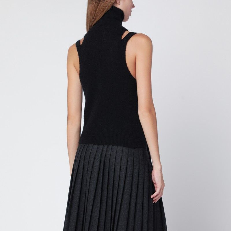 ROBERTO COLLINA Cashmere Blend Turtleneck Top with Cut-Out Shoulders - FW25