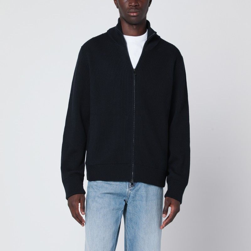 ROBERTO COLLINA Men's Wool Zip Cardigan with High Collar - Fall 2025