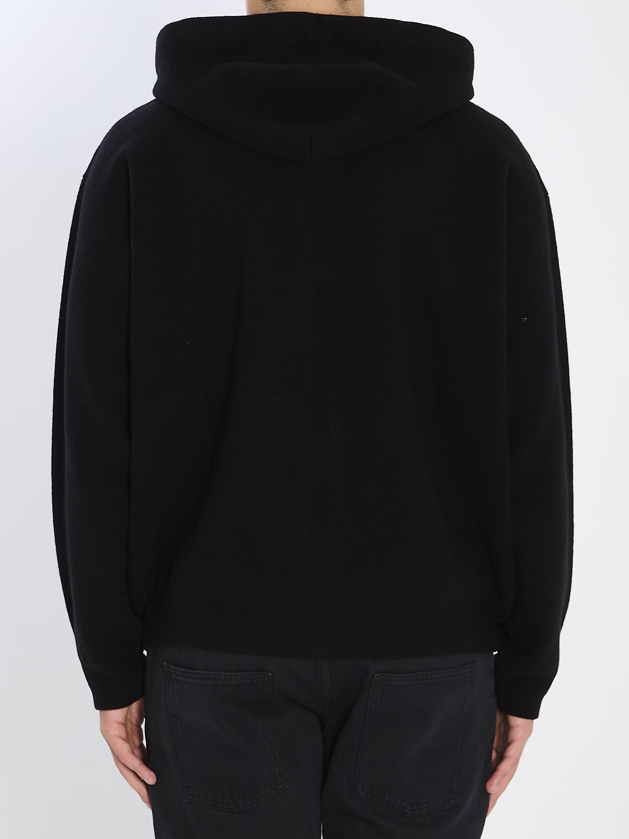 ROBERTO COLLINA Super-Fine Wool Hoodie with Fabric Drawstring - Size 50