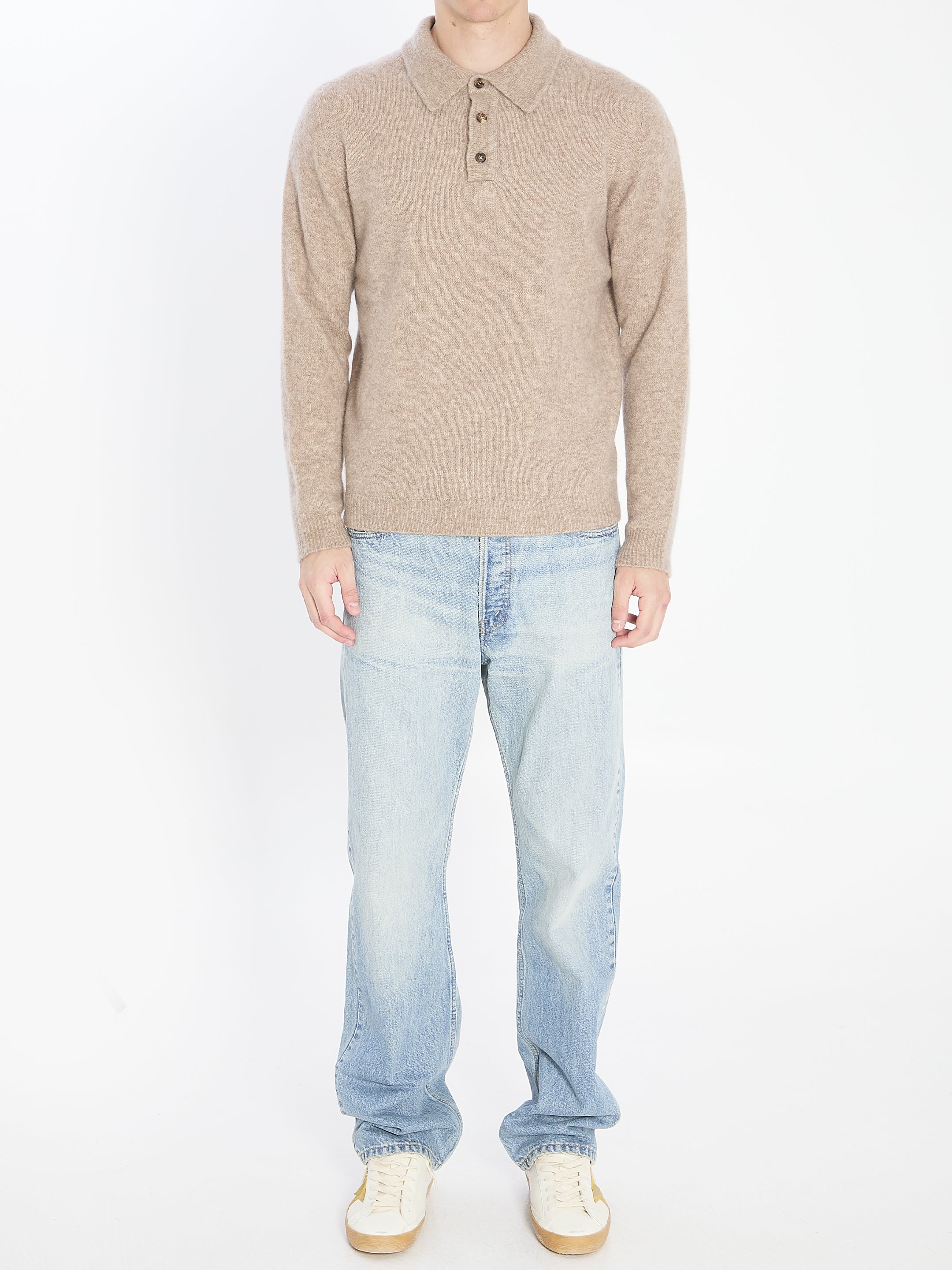 ROBERTO COLLINA Cashmere Blend Polo Shirt - Size 50 IT