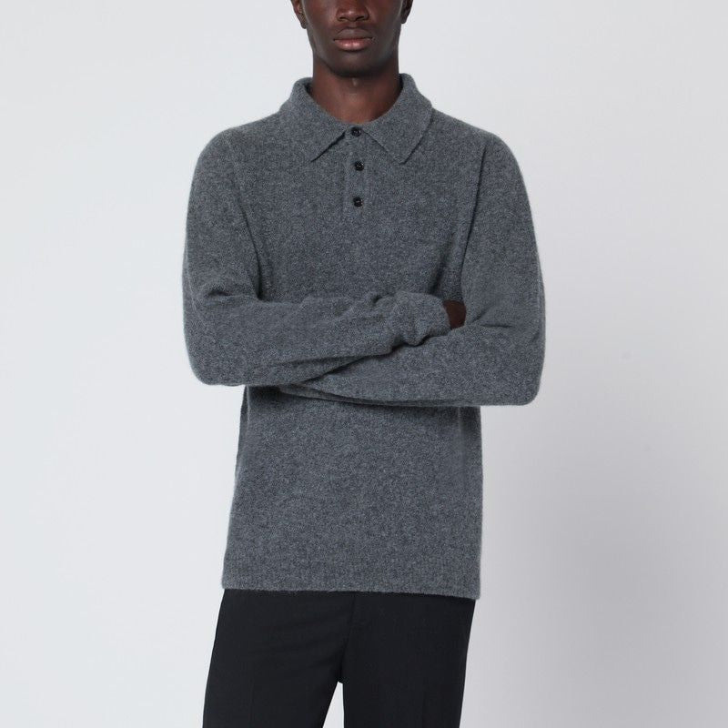 ROBERTO COLLINA Cashmere Blend Sweater with Polo Collar and Button Front for Men