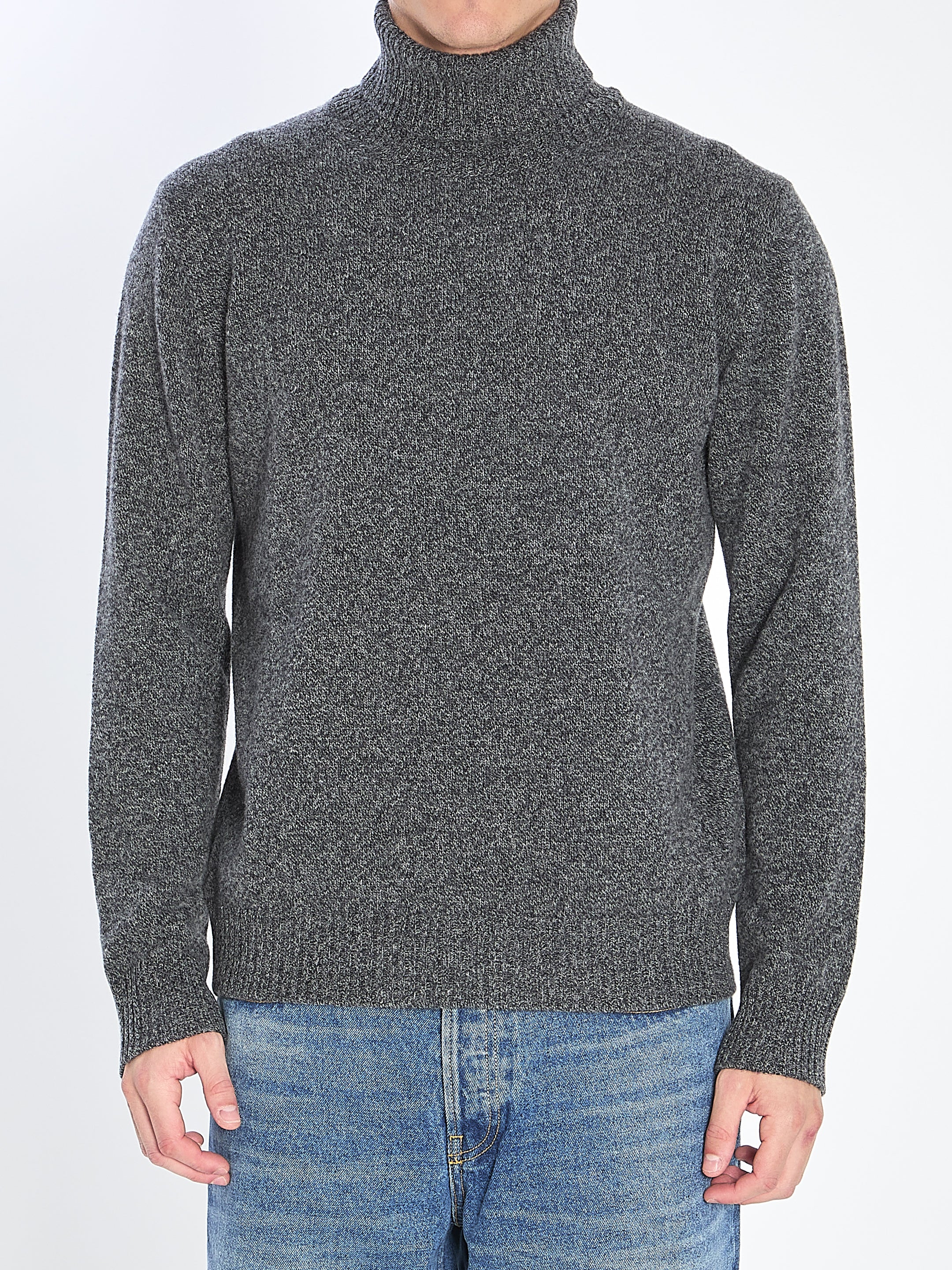 ROBERTO COLLINA Men's Superfine Merino Wool and Cashmere Turtleneck Sweater - Size 50