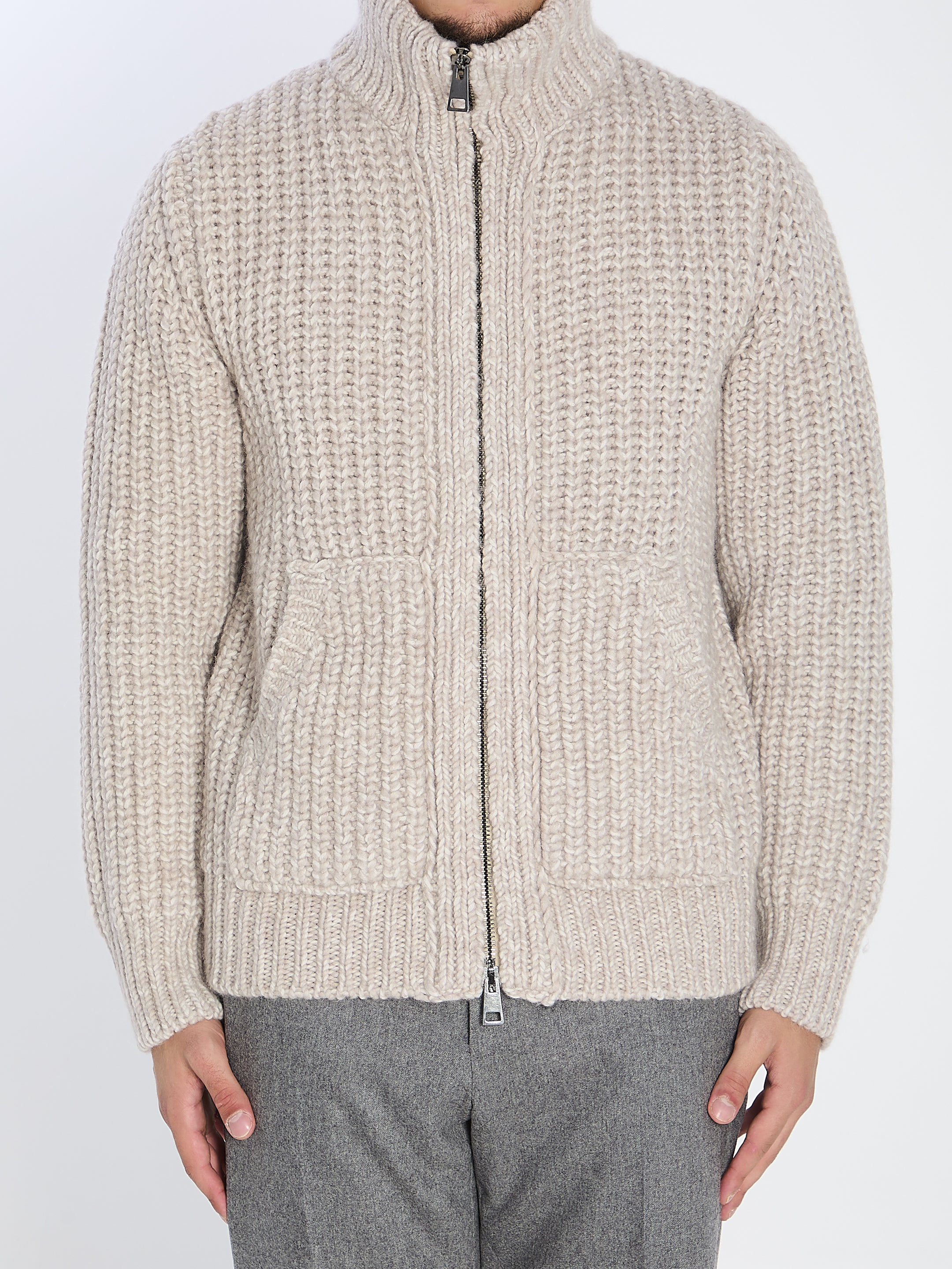 ROBERTO COLLINA Zipped Ribbed Sweatshirt - Regular Fit