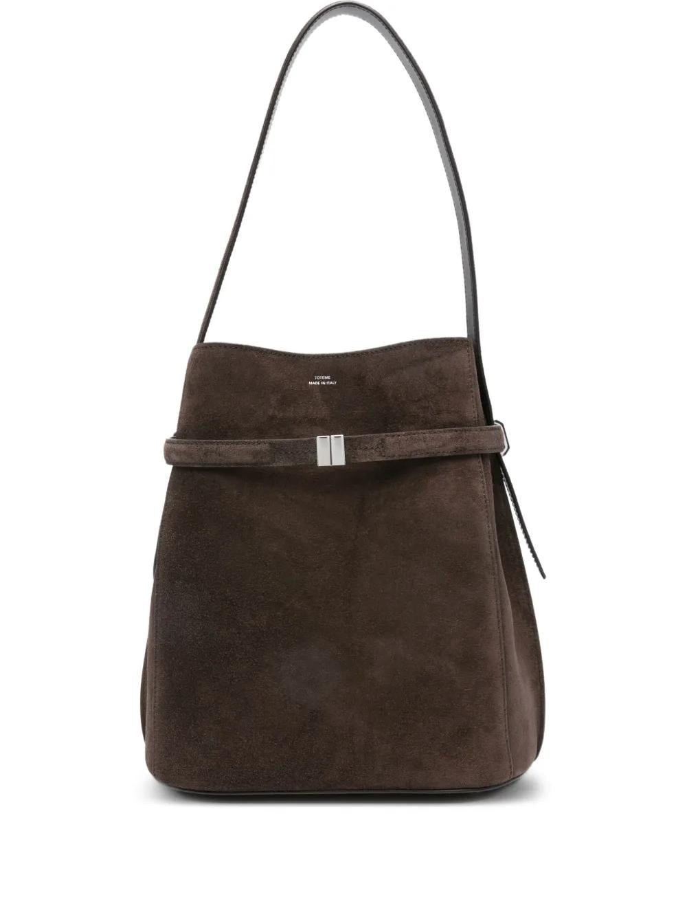 TOTEME Suede Leather Buckle Shoulder Handbag