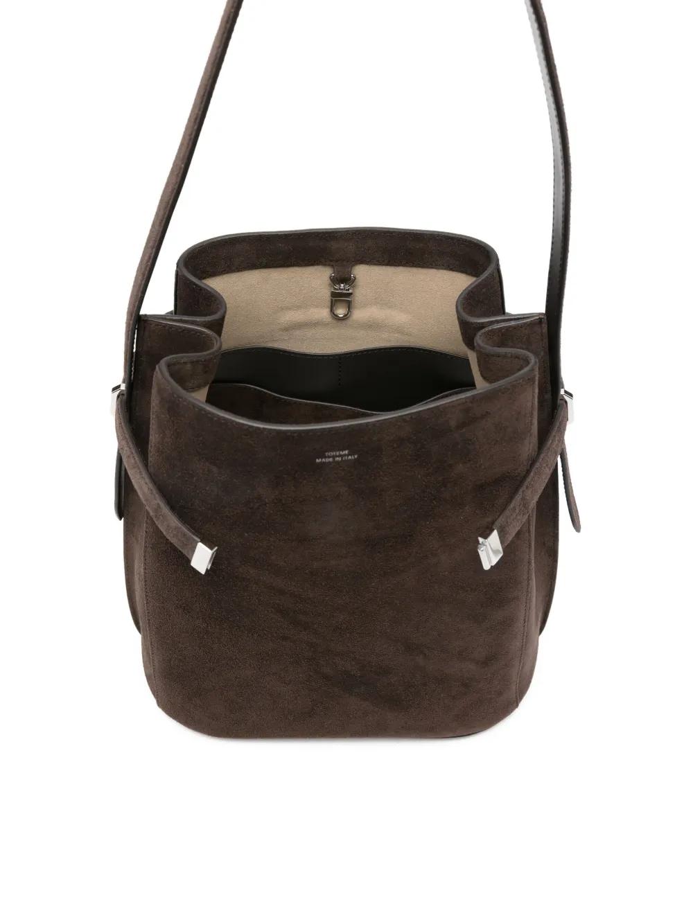 TOTEME Suede Leather Buckle Shoulder Handbag