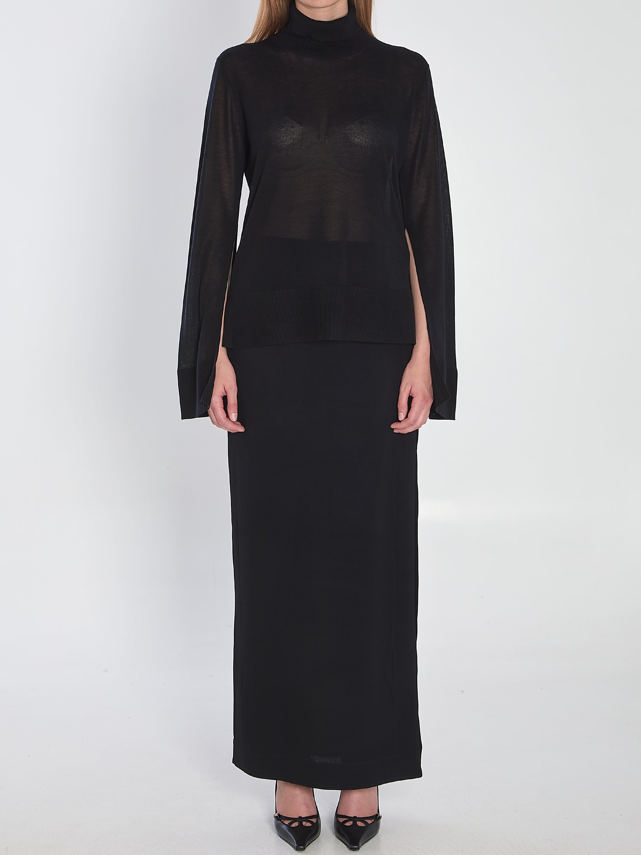 TOTEME Slit Sleeve Turtleneck Sweater