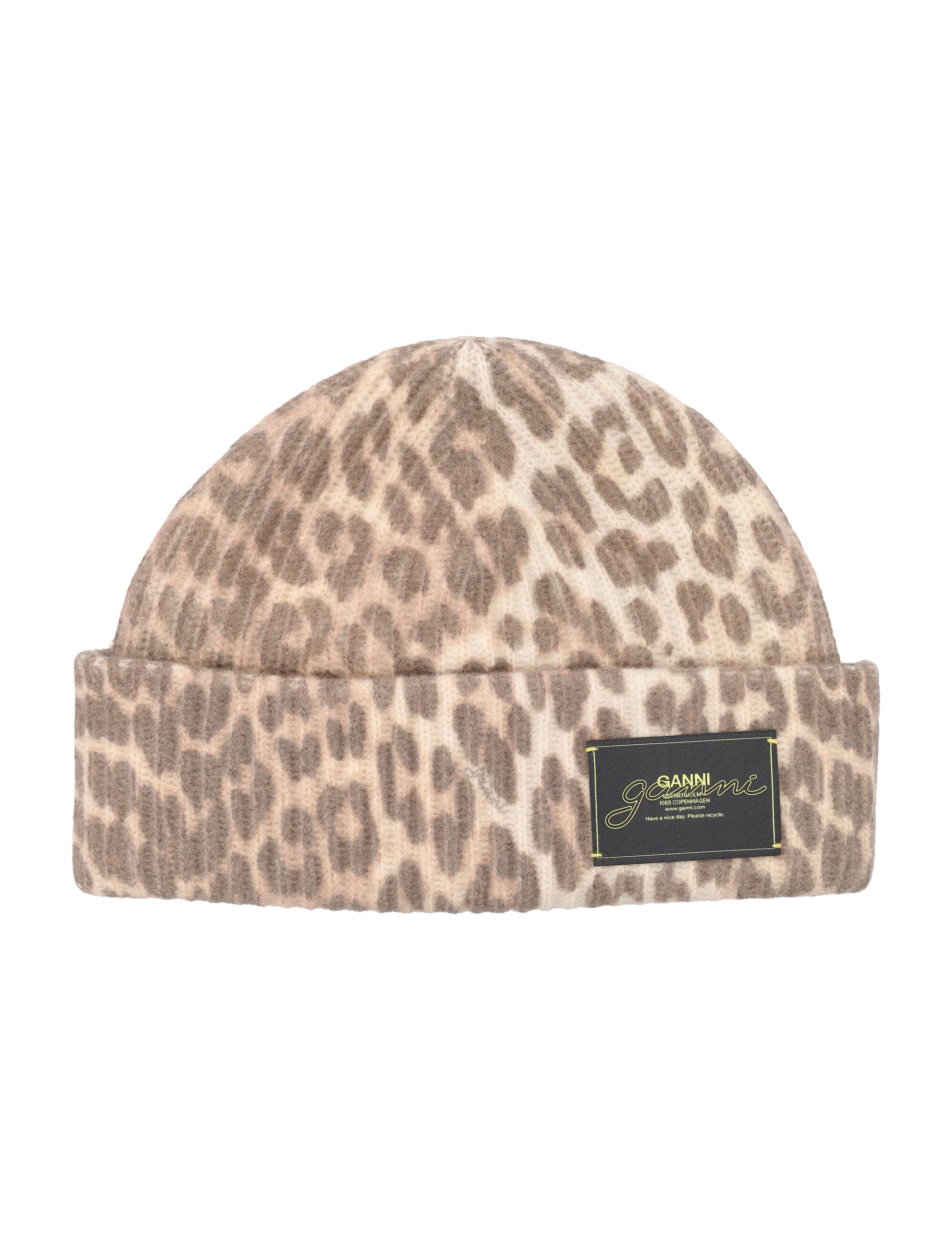 GANNI Leopard Knit Beanie
